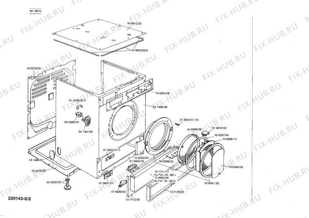 Взрыв-схема сушильной машины Siemens WT8010 FLAUSCHTROCKNER 801 - Схема узла 02