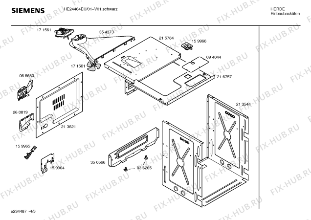 Взрыв-схема плиты (духовки) Siemens HE24464EU - Схема узла 03