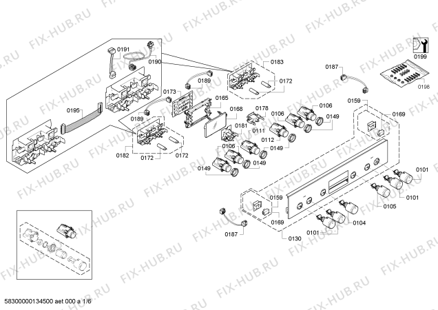 Схема №6 HEA73B450 с изображением Ручка переключателя для плиты (духовки) Bosch 00612481