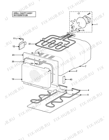 Взрыв-схема плиты (духовки) Electrolux EOU63102X - Схема узла H10 Grill cavity assy