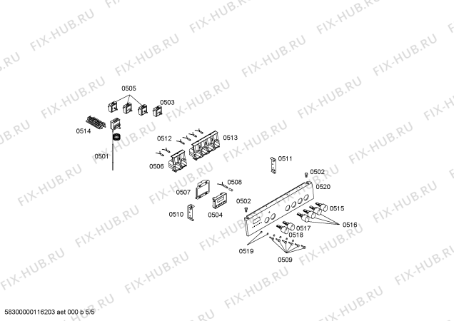 Схема №5 P1HCB58562 с изображением Панель для духового шкафа Bosch 00448909
