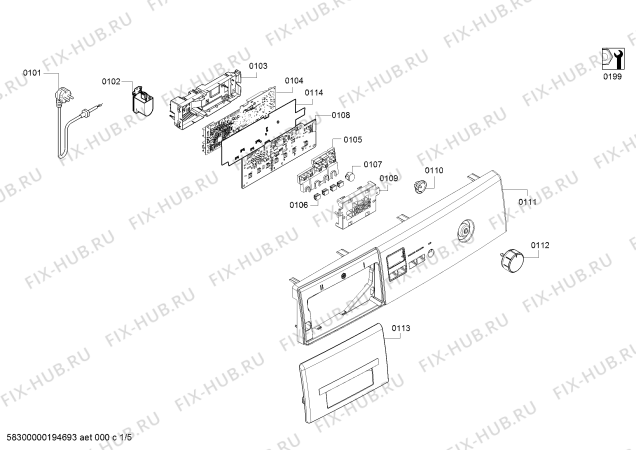 Схема №5 WAK20169IN с изображением Ручка для стиральной машины Bosch 12019095