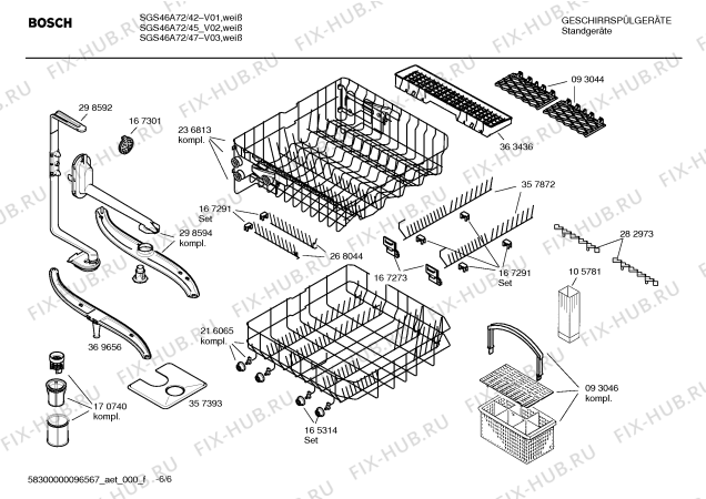 Взрыв-схема посудомоечной машины Bosch SGS46A72 - Схема узла 06