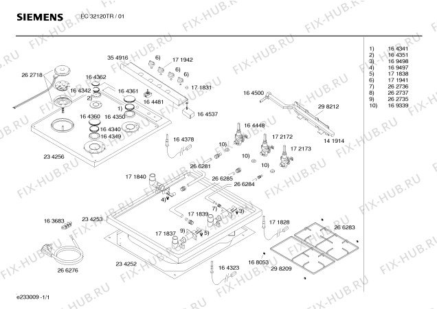 Схема №1 EC32120TR с изображением Панель для электропечи Siemens 00354916