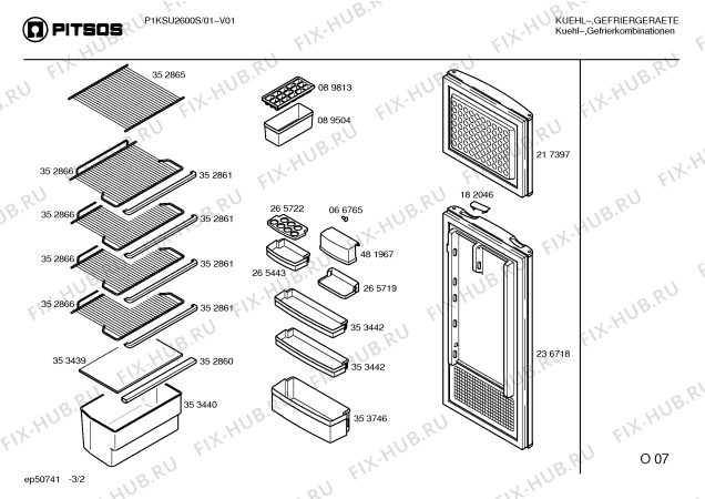 Схема №2 P1KSU2200S с изображением Панель для холодильной камеры Bosch 00366537