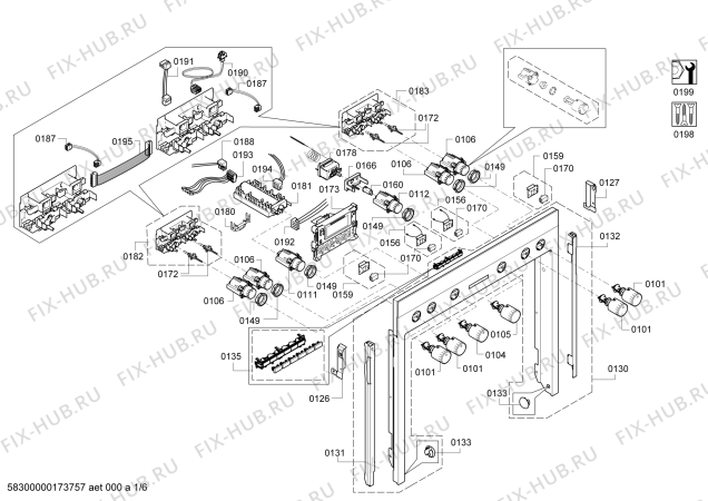Схема №5 HE53AB250C с изображением Панель управления для плиты (духовки) Siemens 00247697