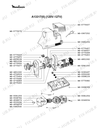 Взрыв-схема мясорубки Moulinex A13317(0) - Схема узла 4P000968.8P2