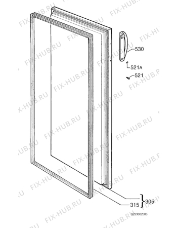 Взрыв-схема холодильника Zanussi Electrolux ZEUC1825 - Схема узла Door 003