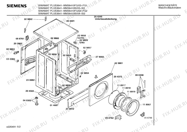 Схема №5 WM36410FG SIWAMAT PLUS 3641 с изображением Панель управления для стиралки Siemens 00271024