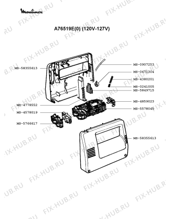 Взрыв-схема блендера (миксера) Moulinex A76519E(0) - Схема узла 4P000666.4P2