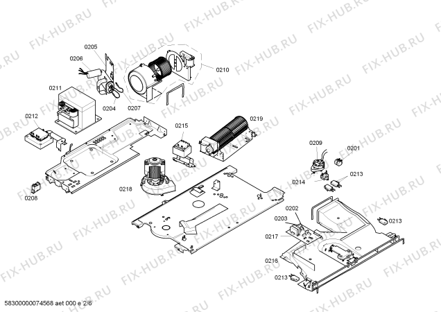 Взрыв-схема плиты (духовки) Bosch HBN874750 - Схема узла 02