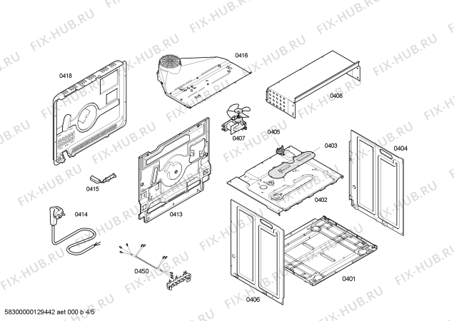 Схема №5 HBN42S350E Horno bosch ind.mltf_basc.inox.reloj et с изображением Передняя часть корпуса для электропечи Bosch 00440634