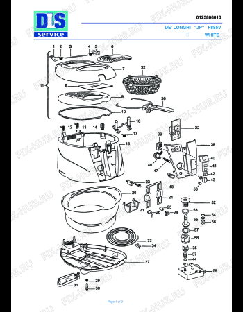 Схема №1 F885V с изображением Тэн для электротостера DELONGHI 5125103000
