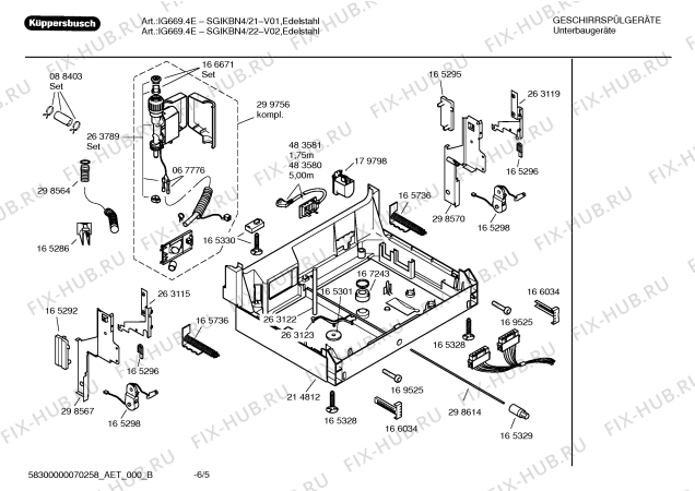 Взрыв-схема посудомоечной машины Kueppersbusch SGIKBN4 IG669.4E - Схема узла 05