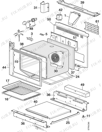 Взрыв-схема плиты (духовки) Electrolux EK6167W1 - Схема узла Structure