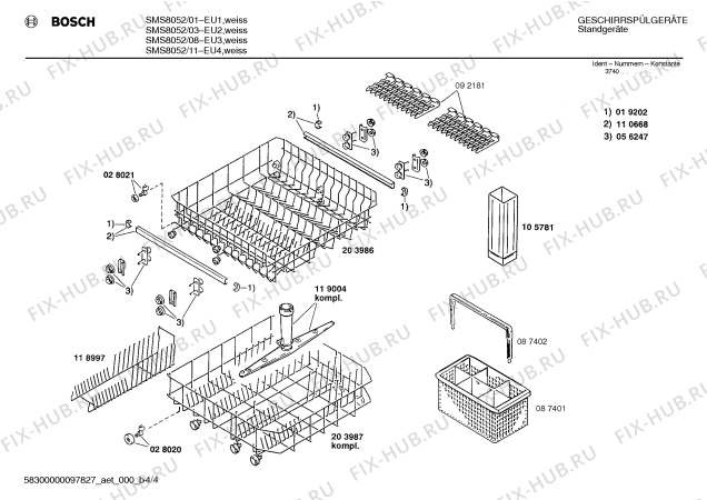 Взрыв-схема посудомоечной машины Bosch SMS8052 - Схема узла 04