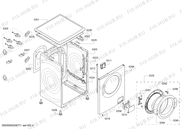 Схема №5 WAT28410 с изображением Рама люка для стиралки Bosch 11019617