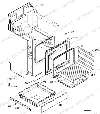 Взрыв-схема плиты (духовки) Electrolux EKD60008X - Схема узла Housing 001