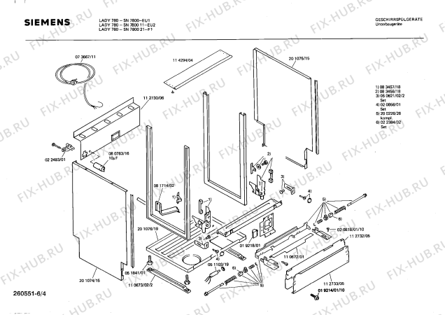 Взрыв-схема посудомоечной машины Siemens SN780021 - Схема узла 04