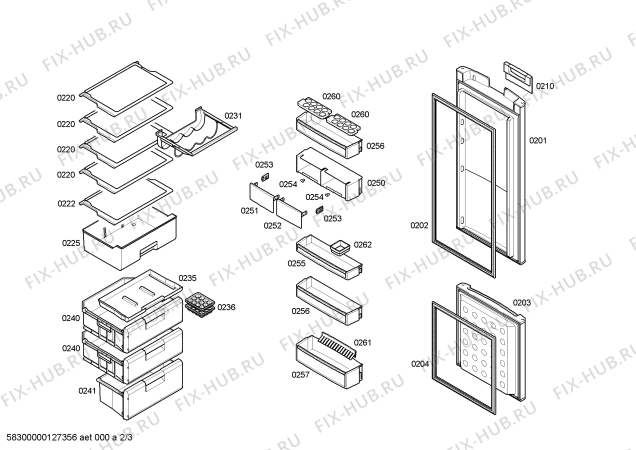 Схема №3 KG39SV00 с изображением Дверь для холодильной камеры Siemens 00244579