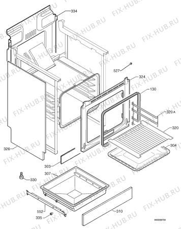 Взрыв-схема плиты (духовки) Electrolux EKK603503X - Схема узла Housing 001