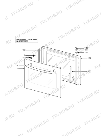 Взрыв-схема плиты (духовки) Tricity Bendix TBD903W - Схема узла H10 Main Oven Door (large)