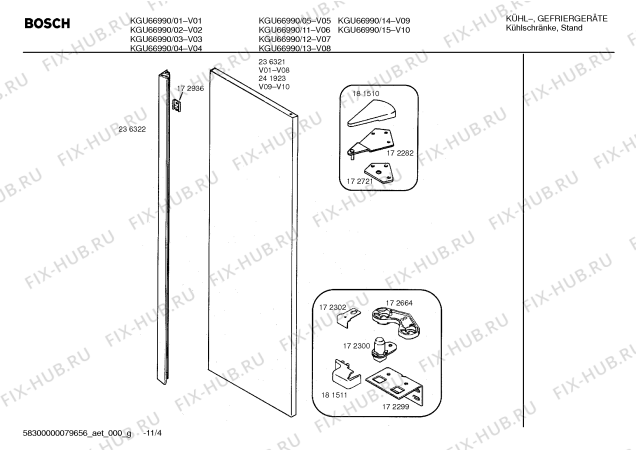 Схема №10 KGU66990 с изображением Внутренняя дверь для холодильной камеры Bosch 00235480
