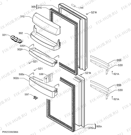Взрыв-схема холодильника Aeg S75340KG2 - Схема узла Door 003