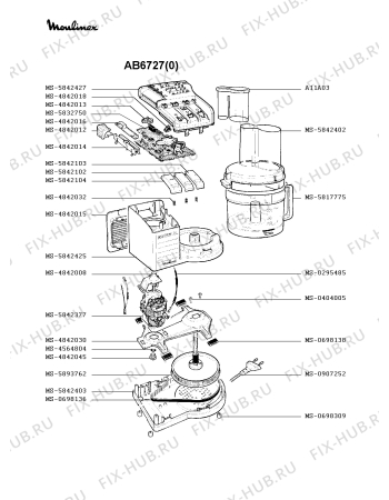 Взрыв-схема кухонного комбайна Moulinex AB6727(0) - Схема узла PP000452.5P2