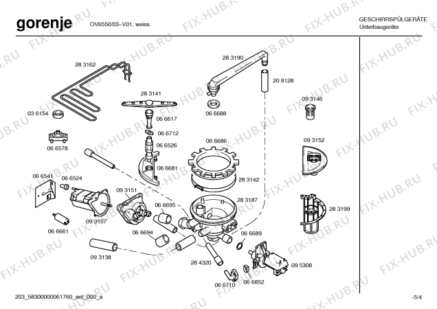 Схема №4 OV6550 с изображением Кабель для посудомойки Bosch 00283956