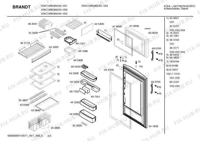 Схема №3 X5KCUBN401 с изображением Панель управления для холодильника Bosch 00435585