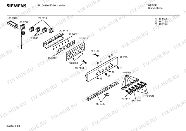 Взрыв-схема плиты (духовки) Siemens HL54420SC - Схема узла 05