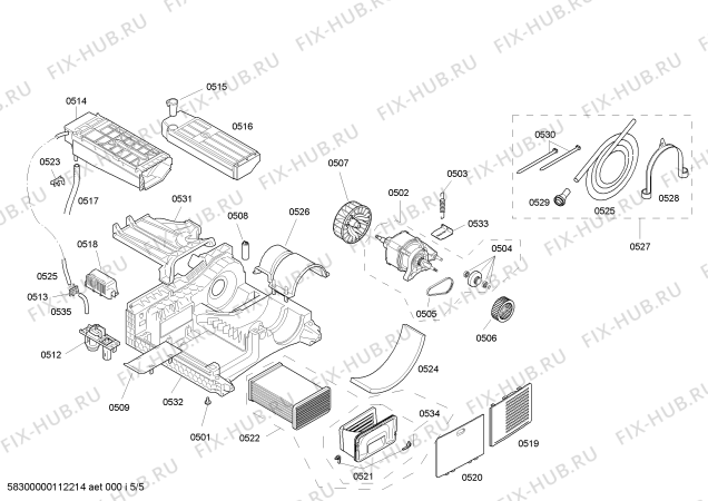 Взрыв-схема сушильной машины Bosch WTS86519GB - Схема узла 05