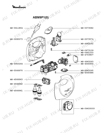 Взрыв-схема блендера (миксера) Moulinex ABM9P1(0) - Схема узла KP000700.4P2