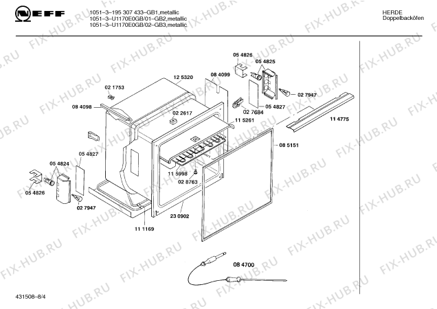 Схема №6 195306938 GB-1051.31LPCSGA с изображением Планка для плиты (духовки) Bosch 00118078