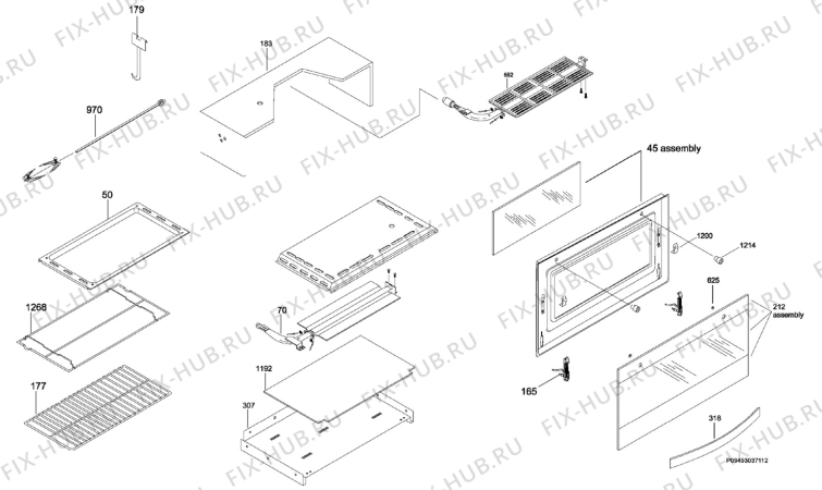 Взрыв-схема плиты (духовки) Zanussi ZXT9000 - Схема узла Section 2