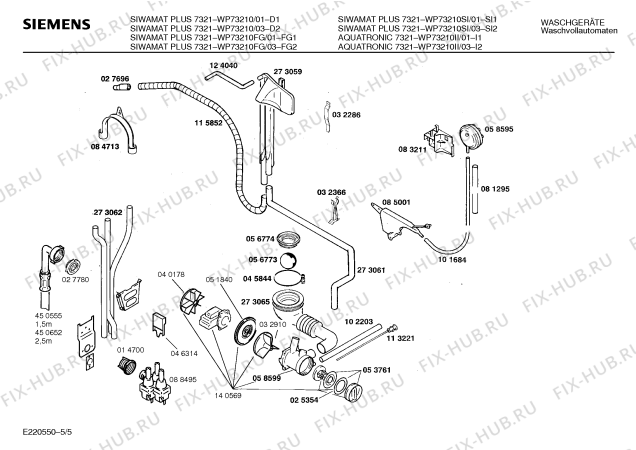 Взрыв-схема стиральной машины Siemens WP73210II SIWAMAT PLUS 7321 - Схема узла 05