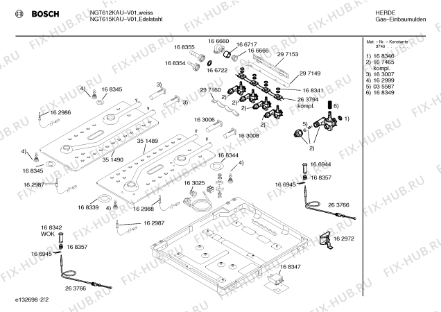 Схема №2 NGT612KAU с изображением Инструкция по установке и эксплуатации для плиты (духовки) Bosch 00521196