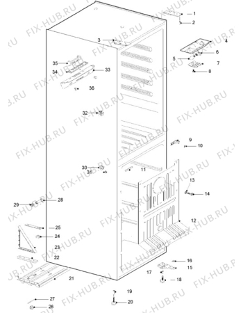 Взрыв-схема холодильника Zanussi ZFK56/38RF - Схема узла Cabinet + armatures