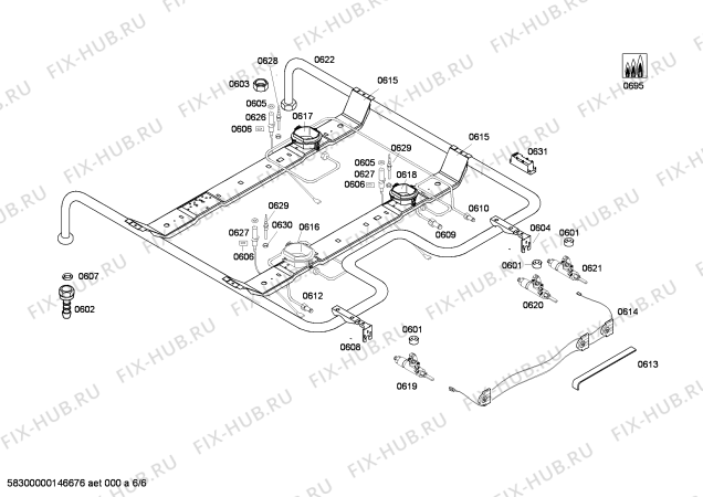 Схема №5 FRS5011EML с изображением Панель управления для плиты (духовки) Bosch 00679602