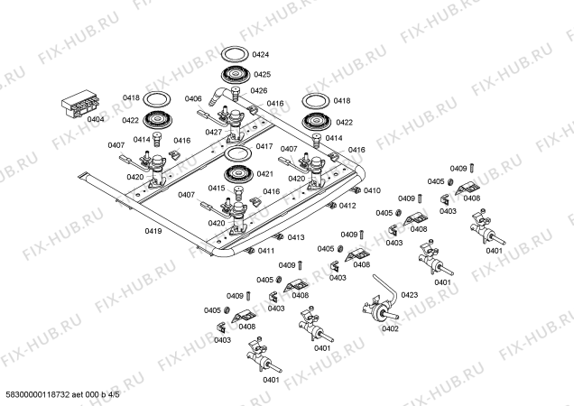 Взрыв-схема плиты (духовки) Bosch HSF43K30EC FLAT LINE 2.1 WHITE FS (CKD) - Схема узла 04