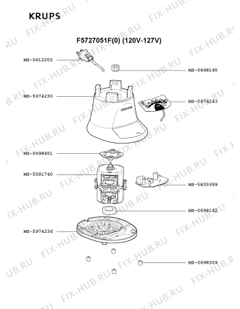 Взрыв-схема блендера (миксера) Krups F5727051F(0) - Схема узла IP001128.6P2