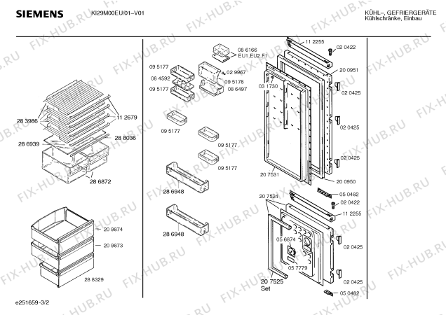 Взрыв-схема холодильника Siemens KI29M00EU - Схема узла 02