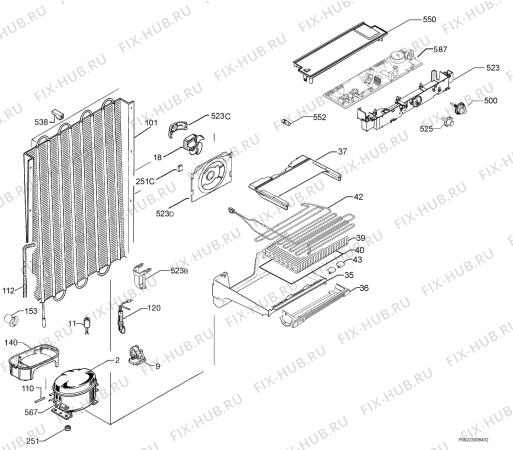 Взрыв-схема холодильника Zanker ZKFF233 - Схема узла Cooling system 017