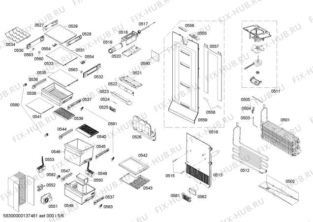 Взрыв-схема холодильника Bosch KAD62P90 - Схема узла 05