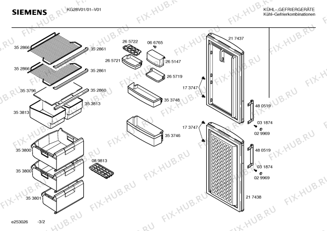 Взрыв-схема холодильника Siemens KG28V01 - Схема узла 02