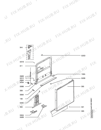 Взрыв-схема посудомоечной машины Aeg Electrolux FAV40760F - Схема узла Door 003