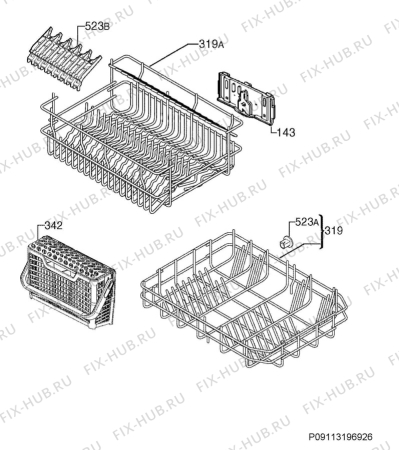 Взрыв-схема посудомоечной машины Aeg F55412W0 - Схема узла Basket 160