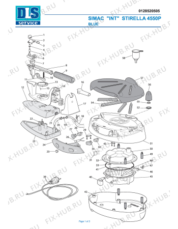 Схема №1 STIRELLA 4560 D с изображением Крышечка для утюга (парогенератора) DELONGHI 5912810201