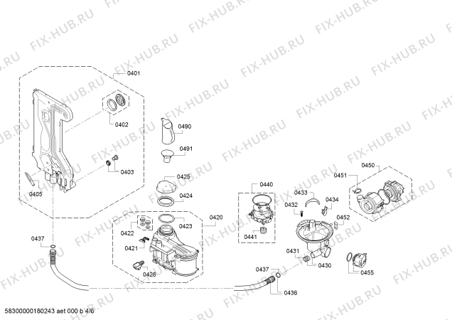 Взрыв-схема посудомоечной машины Siemens SR64E006EU - Схема узла 04